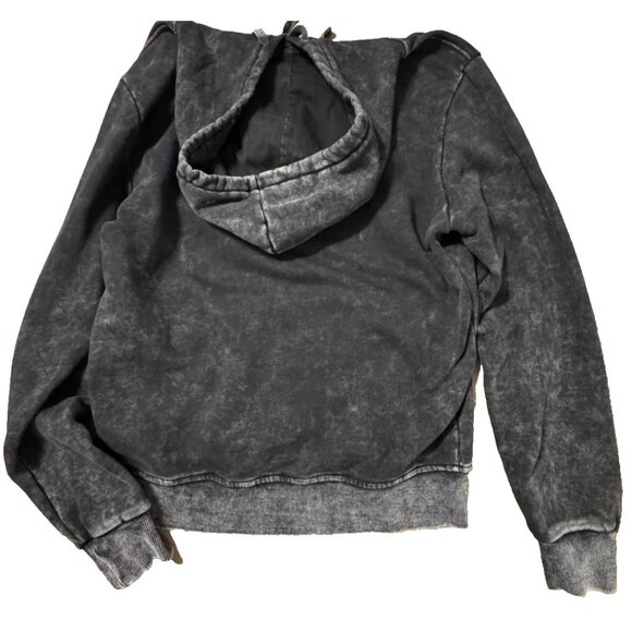 RSQ Men Medium Black Gray Marble Wash Hoodie Streetwear Goth Emo - Picture 8 of 8